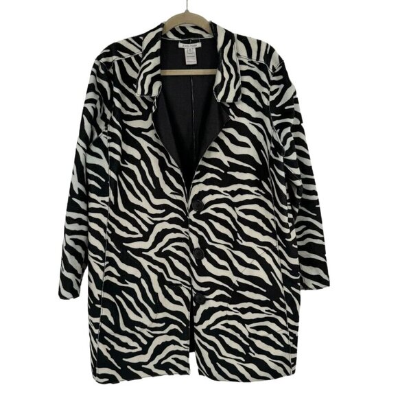 John Mark Reversible Zebra Print Black Jacket Size XL faux fur leather womens - Picture 1 of 16